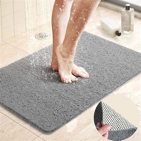Inside shower mat non slip - The average shower stall mat sold today is too small, measuring 21 x 21 inches, the same size that it was in the 1940s. The average size of a standard shower has grown by over 50% during that same period. The XL 27 x 27 Anti-Slip Mat was designed to cover more slippery surfaces for the modern shower stall design.After use, simply rinse and hang to dry. When needed, machine wash in warm water ...